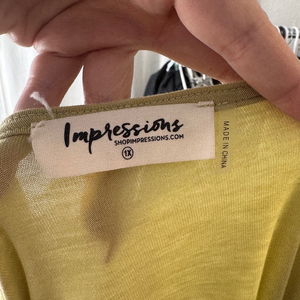 Impressions Light Yellow V-Neck Blouse - Picture 3 of 3
